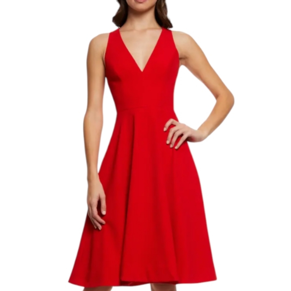 Dress The Population Catilina Fit And Flare Red Midi Dress.. Size Medium